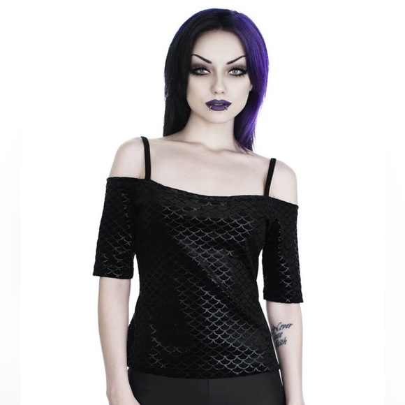 Killstar Tops - Killstar Black Sea Bardot Top - NWOT (S)